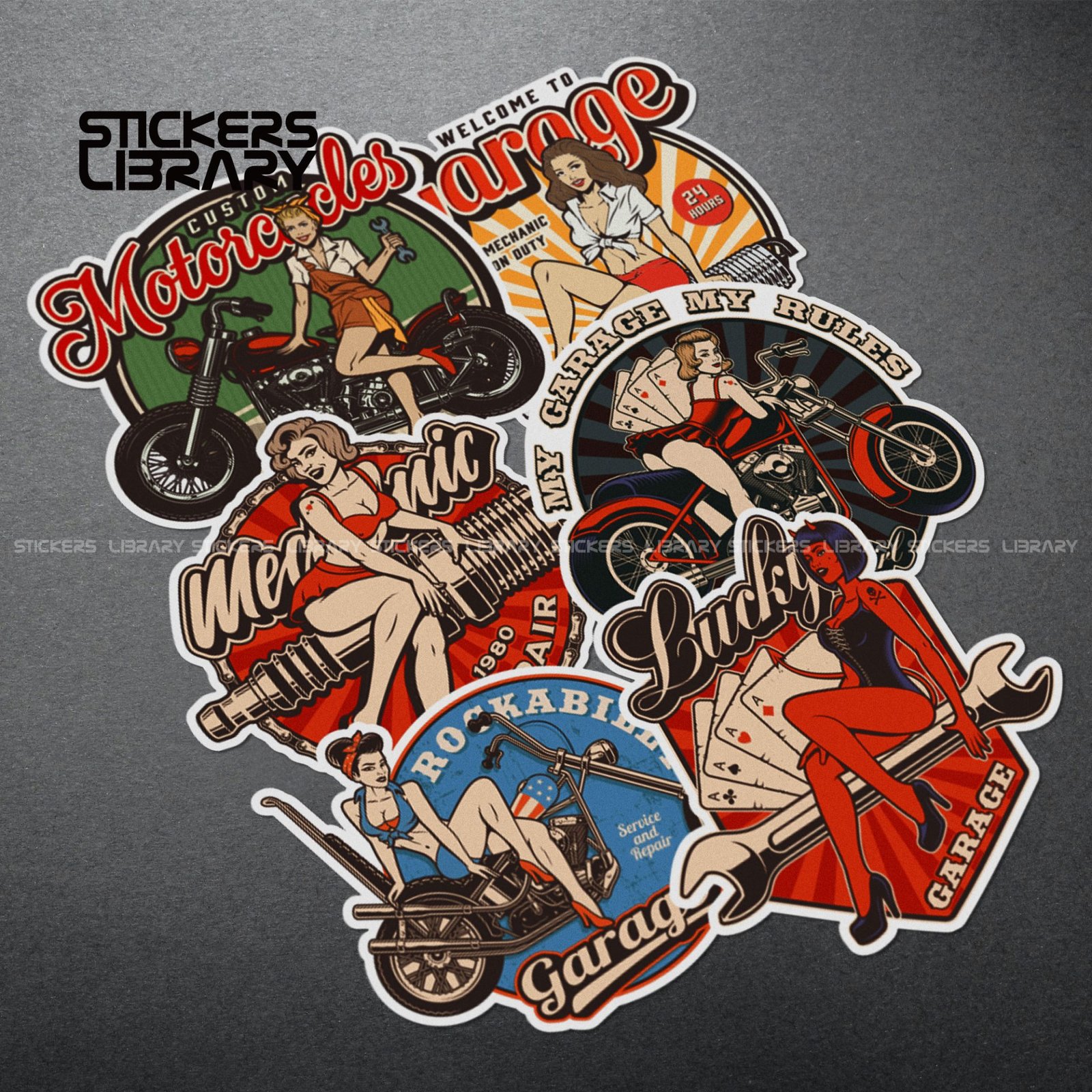 Motorcycle car high quality stickers vintage girl retro decals Vinyl Material for harley triumph indian